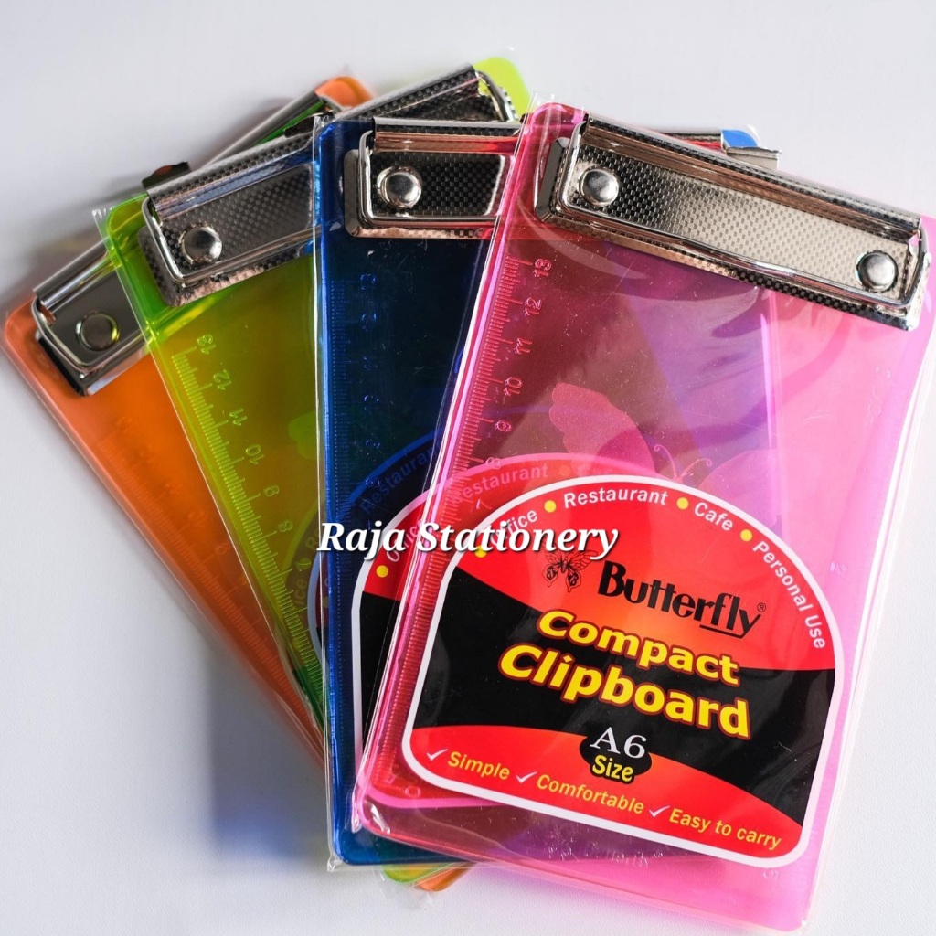 

Butterfly Clipboard A6 Acrylic Compact / Papan Jalan Alas Ujian Akrilik Butterfly A6