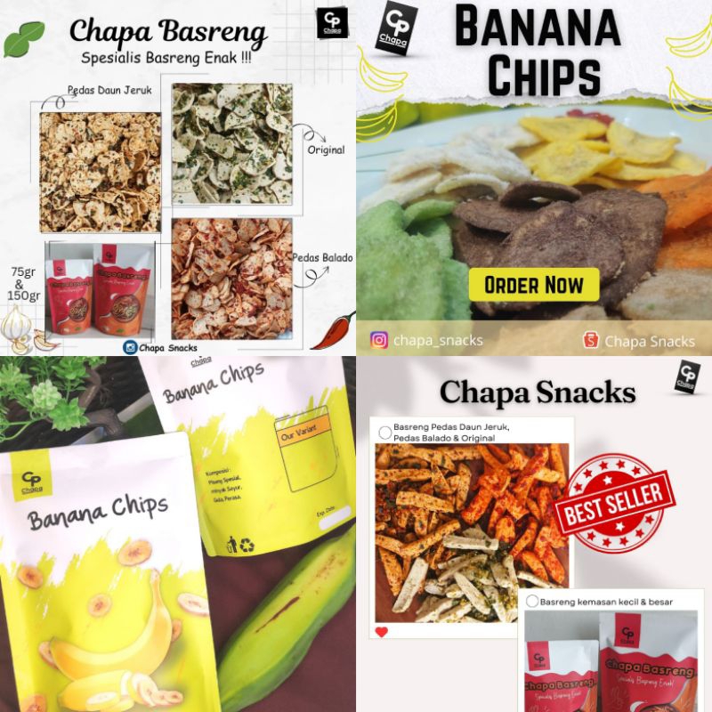 

Paket Chapa Snacks | Basreng Daun Jeruk Pedas | Banana Chips Coklat | Basreng Daun Jeruk Original | Banana Chips Balado | Basreng Pedas Balado