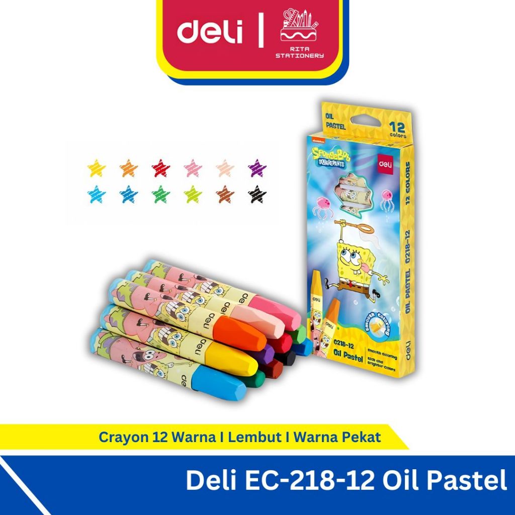 

Deli Crayon / Oil Pastel 12 Warna Spongebob edition - EC-218-12