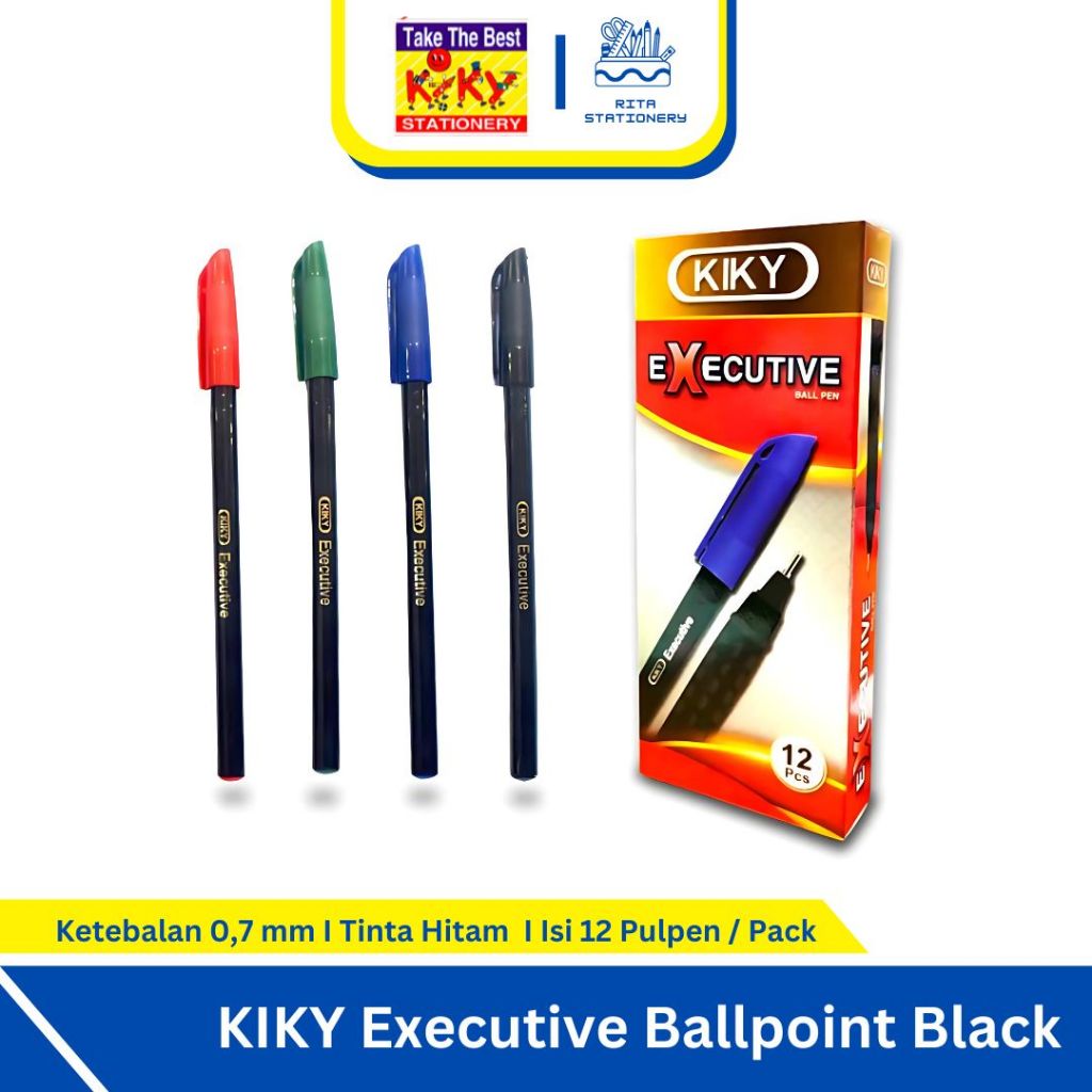 

KIKY Executive Ballpoint Black (Tinta Hitam) - 1 pack is 12 Selusin