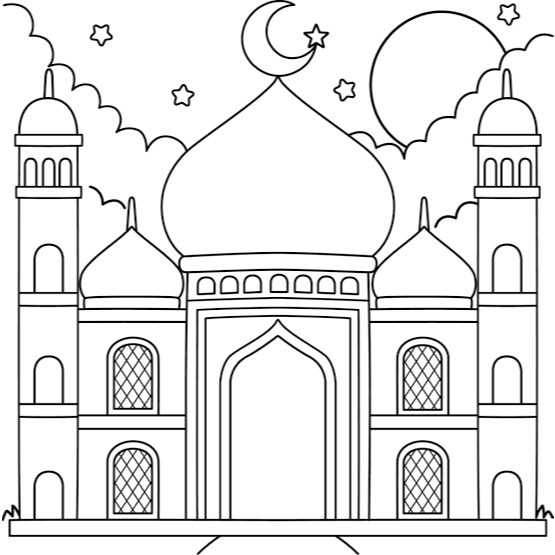 KERTAS GAMBAR MEWARNAI UNTUK ANAK  TK & PAUD Tema Masjid 20 lembar mewarnai