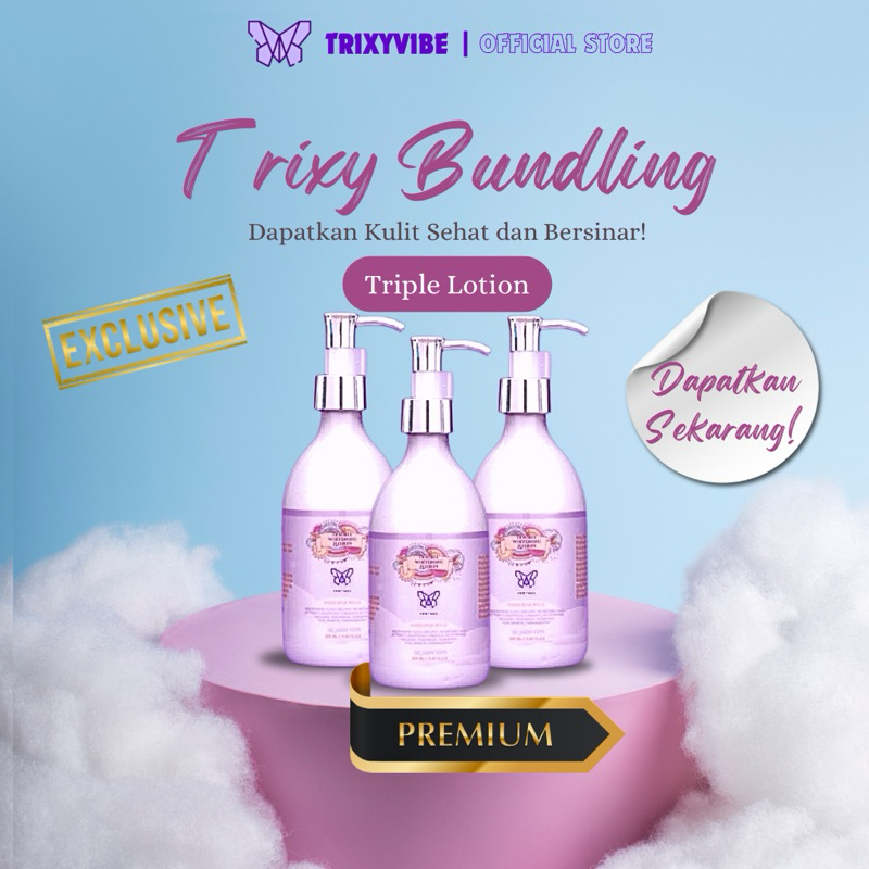 TRIXYVIBE PAKET 3 BOTOL DOUBLE WHITENING w/ 12 PREMIUM WHITENING AGENT // WS GLOW FLEK Night Cream