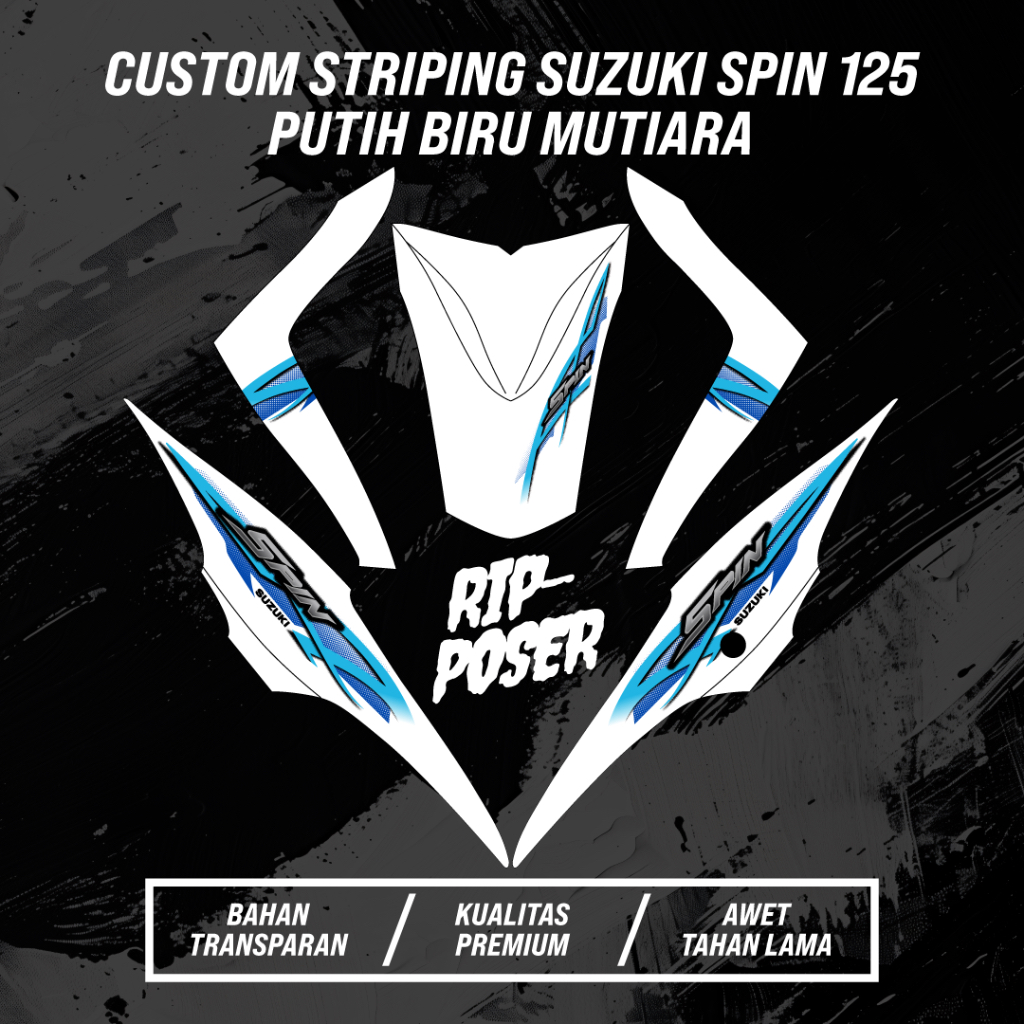 Striping Custom Motor Suzuki Spin 125 - Putih Biru Mutiara