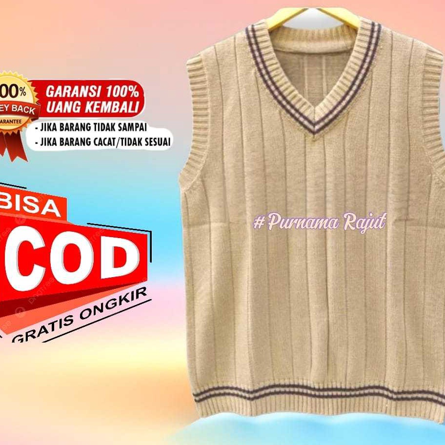 VEST RAJUT  ROMPI PRIA WANITA WARNA NAVY HITAM ABU CREAM COKSU MERAH MAROON
