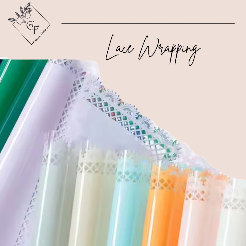 

TERLENGKAP LACE WRAPPING PAPER BUKET FLOWER BOUQUET CELLOPHANE WATERPROOF IMPORT PREMIUM CANTIK