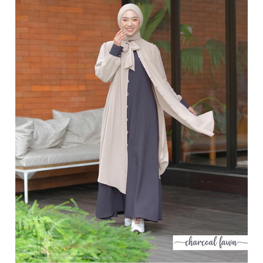 IED SERIES // GAMIS FATIMAH ALI MOSCREPE WOLFIS PREMIUM TALI DEOAN OUTER MAXI DRESS FASHION MUSLIM W