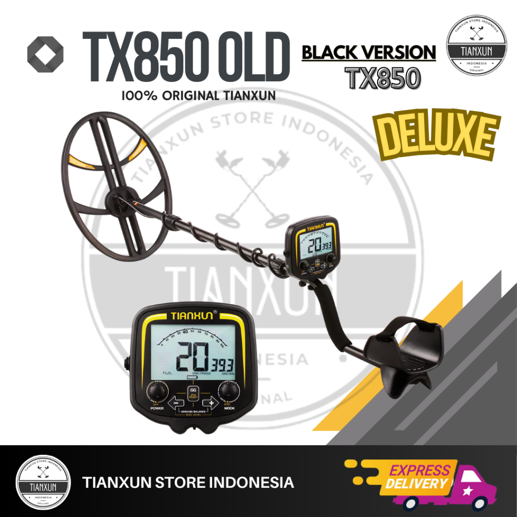 ORIGINAL TIANXUN  TX850 OLD BLACK DELUXE COIL 15" INCH METAL DETECTOR TX850 UNDERGROUND ALAT PENCARI