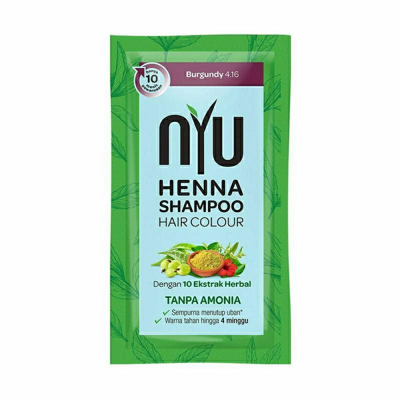 NYU Henna Shampoo Hair Color Sachet | Burgundy | Shampoo Pewarna Rambut