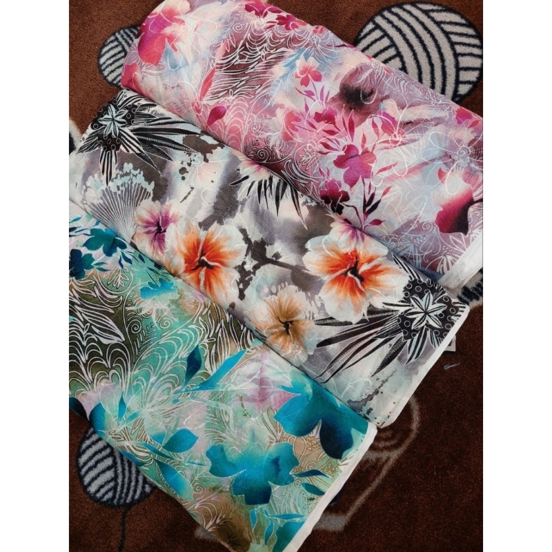 KAIN VOAL COTTON PREMIUM MOTIF BUNGA LEBAR 110