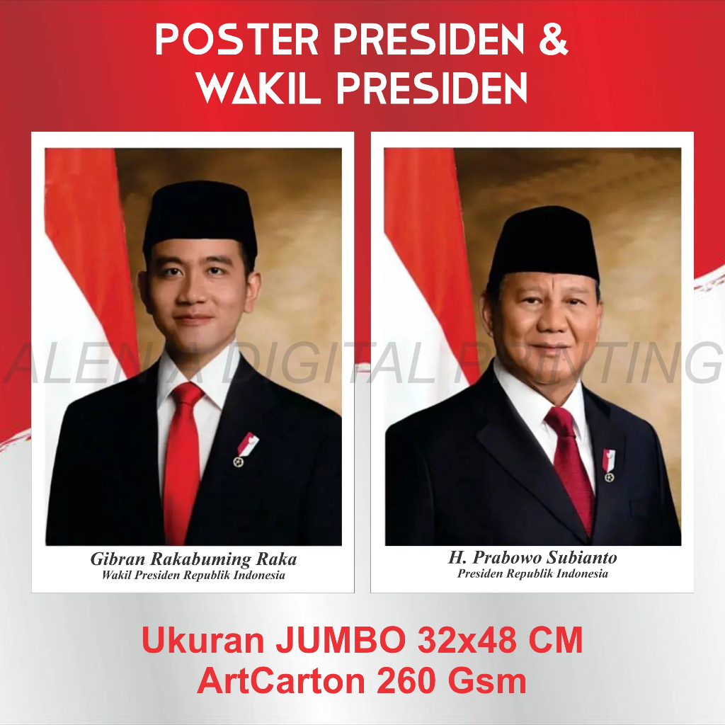 

Foto Presiden dan Wakil Presiden Prabowo Gibran Poster Ukuran JUMBO 32X48 CM JUMBO