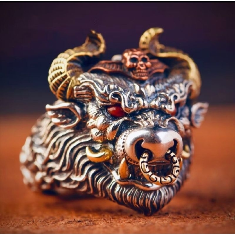 Cincin Kepala Sapi Red Eye / Ringskull Touring / Cincin Tengkorak / Cincin pria / Cincin / Ringskull