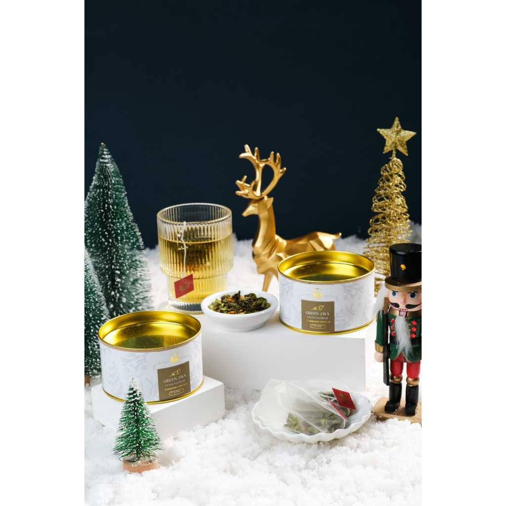 

TEH NYONYA - GREEN JAVA - Green Tea Blend - Christmas Edition - Artisan Tea - Kaleng Kecil [5 kantong teh]