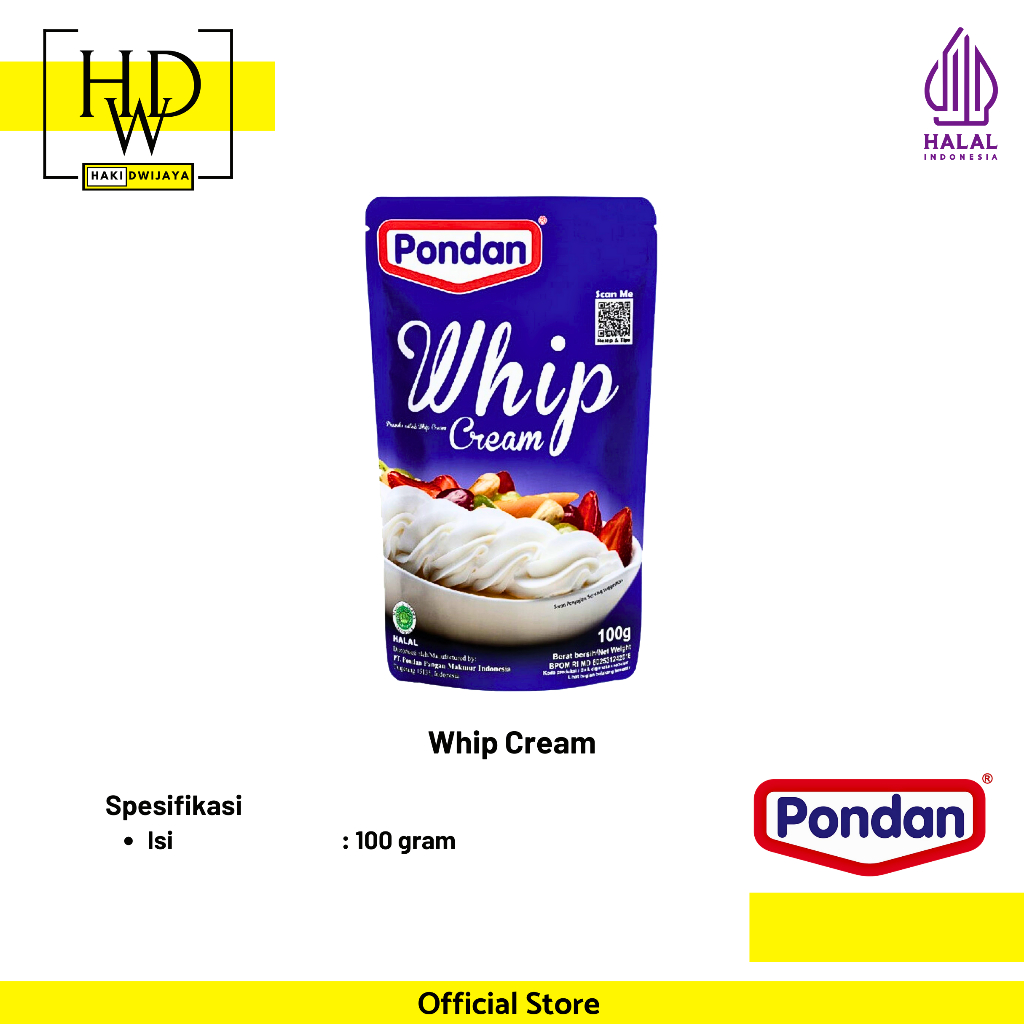 

[100gr] Pondan Whip Cream Pouch / Bubuk Instan Krim Kue Whipping