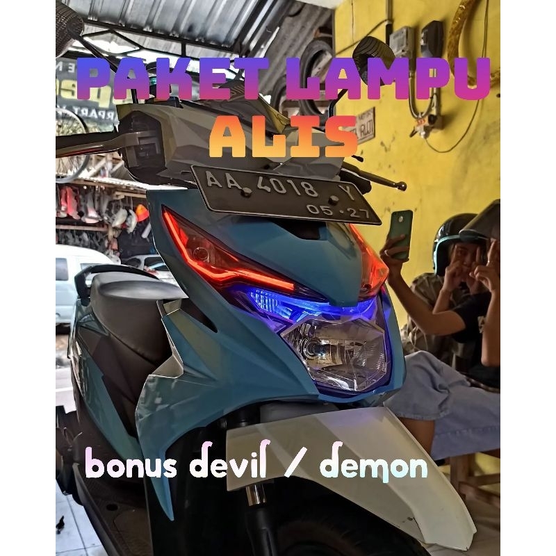 paket tinggal pasang kanan kiri lampu alis beat fi esp street bonus lampu devil