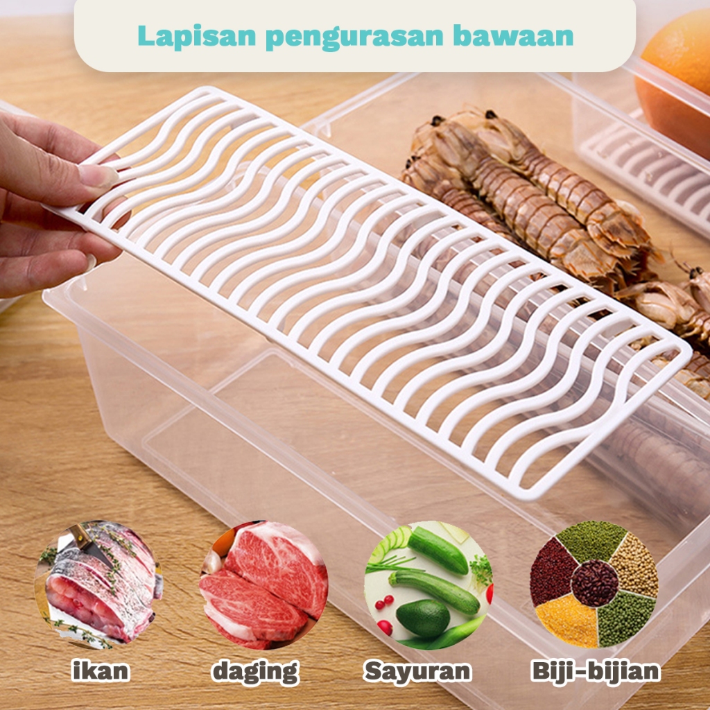 BESTPROMO CODZebra Kulkas Crisper Kotak Penyimpanan Kulkas Kulkas Plastik Crisper
