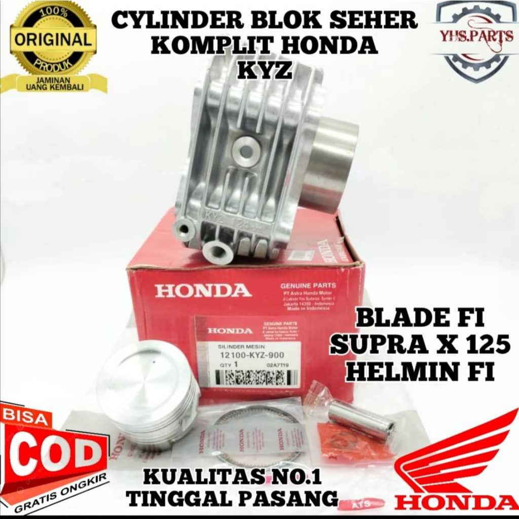 ASLI ORIGINAL CYLINDER BLOK SEHER PISTON HONDA AHM KYZ SUPRA X 125 HELM IN FI BLADE