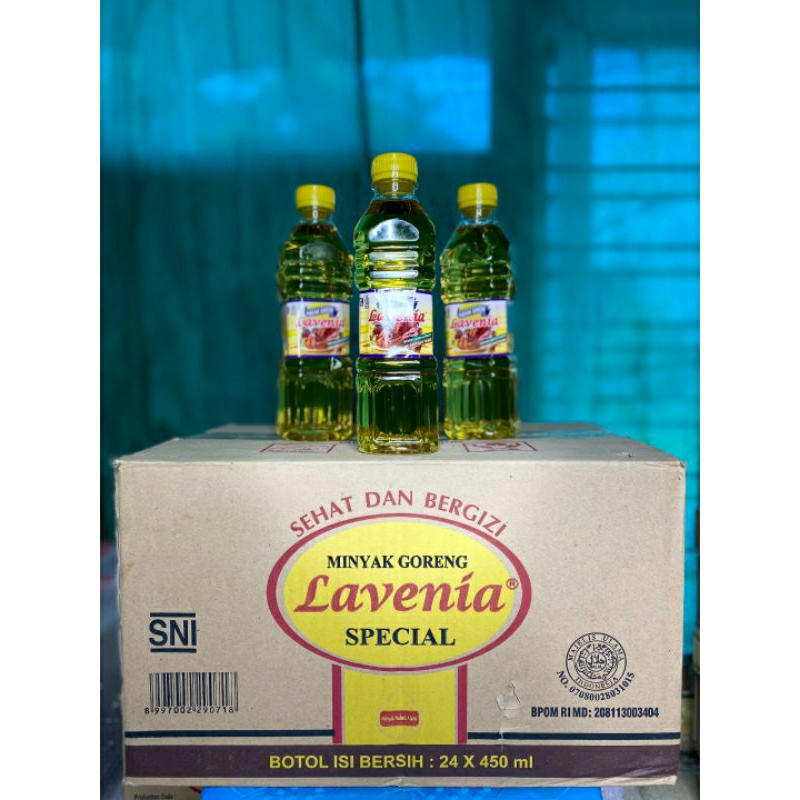 

minyak goreng lavenia 450ml kemasan botol 1karton @24pcs