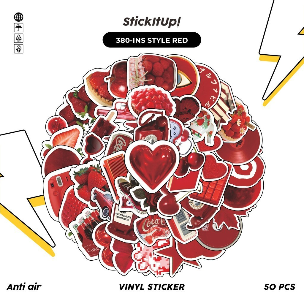 

COD✨ StickitUp100 Pcs INS Style Red Keren Anti Air Untuk Dekorasi Notebook Sepeda Skateboard Handphone DIY