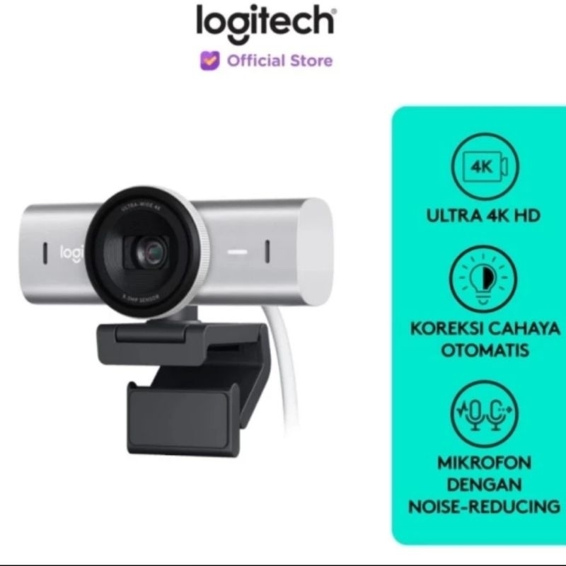 Logitech MX Brio - Kamera Webcam 4K Ultra HD dengan AI Image Enhancement, Graphite dan Pale Grey