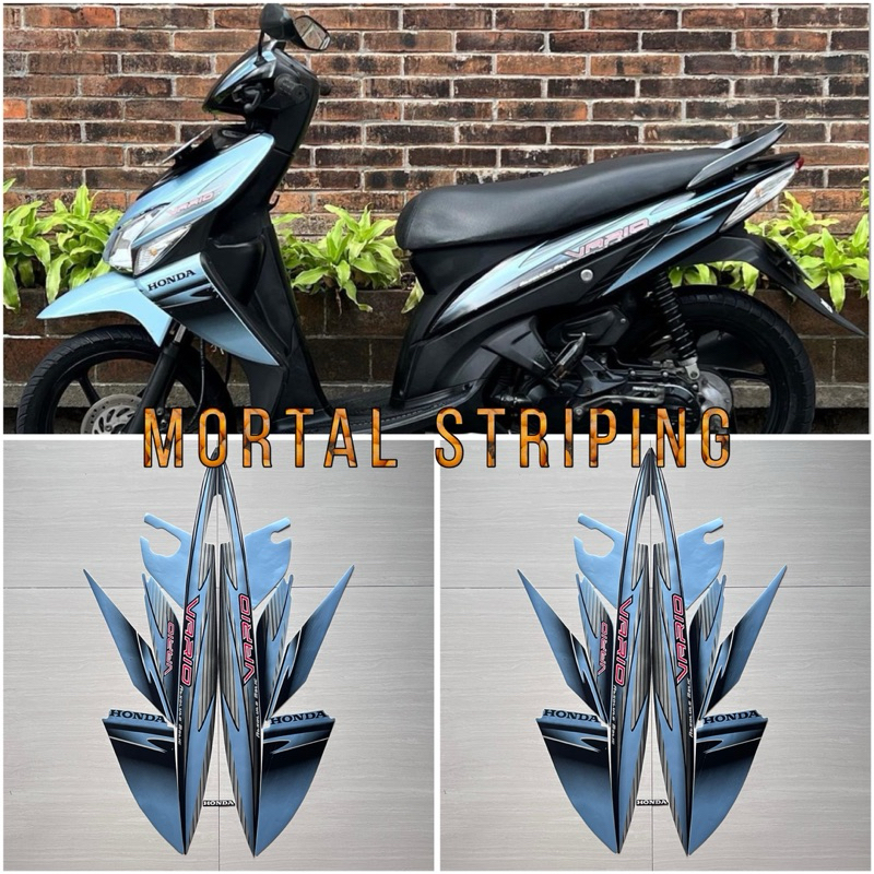 STIKER STRIPING LES LIS BODY MOTOR VARIO LAMA 110 KARBU TAHUN 2006 2007 BIRU HITAM STANDAR