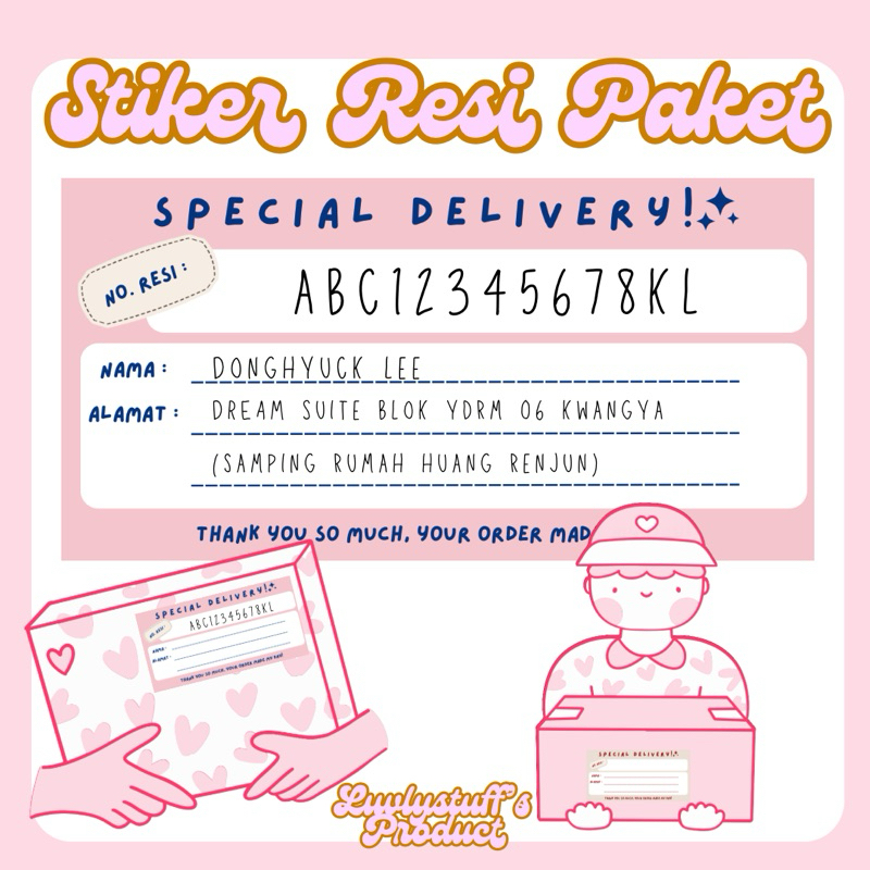 

[Luvlystuff] STIKER RESI PINK PAKET || LABEL PENGIRIMAN PAKET LUCU AESTHETIC PASTEL