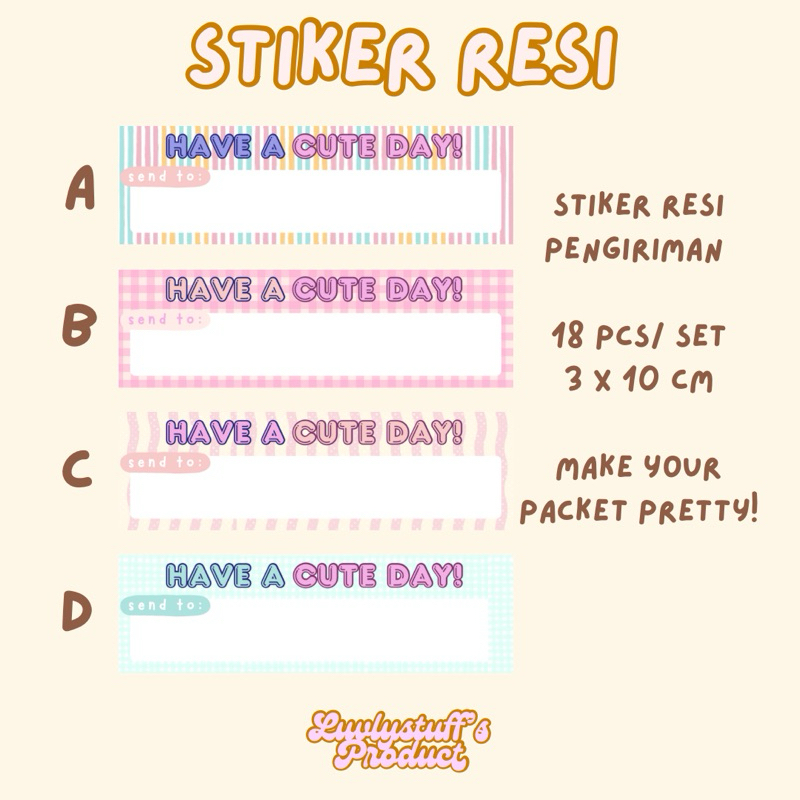 

[Luvlystuff] STIKER RESI PAKET AESTHETIC || LABEL PENGIRIMAN KUCU PASTEL