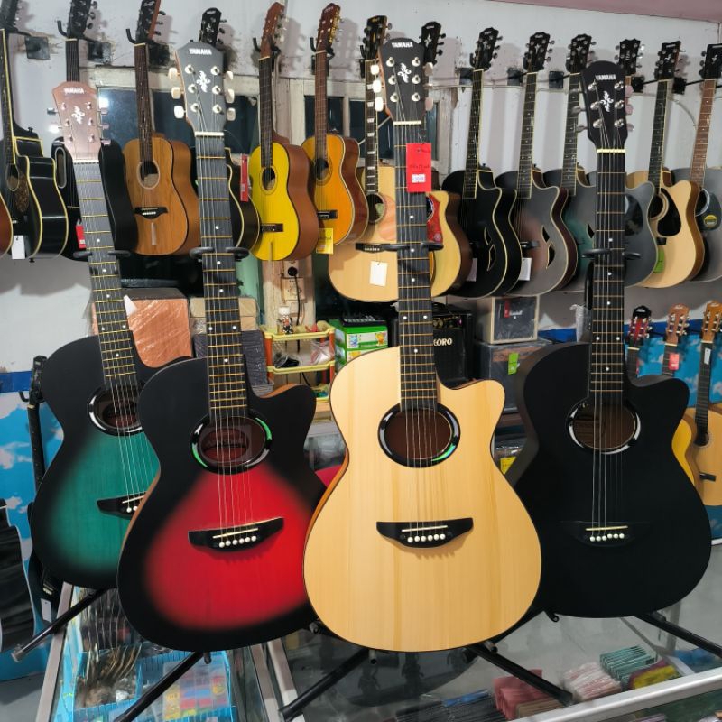 gitar akustik tanam besi bonus tas gitar & 2 pick