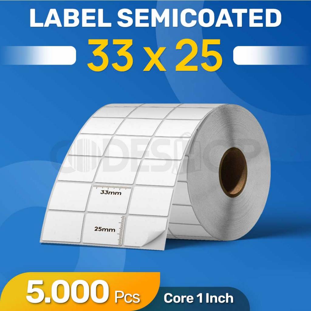 

Kertas Stiker 33mm X 25mm Cetak Label Semicoat 33X25 isi 5000 PCS