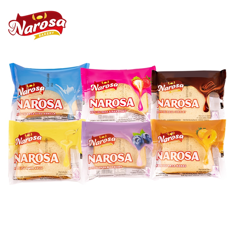 

Narosa Roti Lembut Roti Isi Halal Rasa Cokelat Nanas Keju Strawberry Blueberry Susu Vanilla