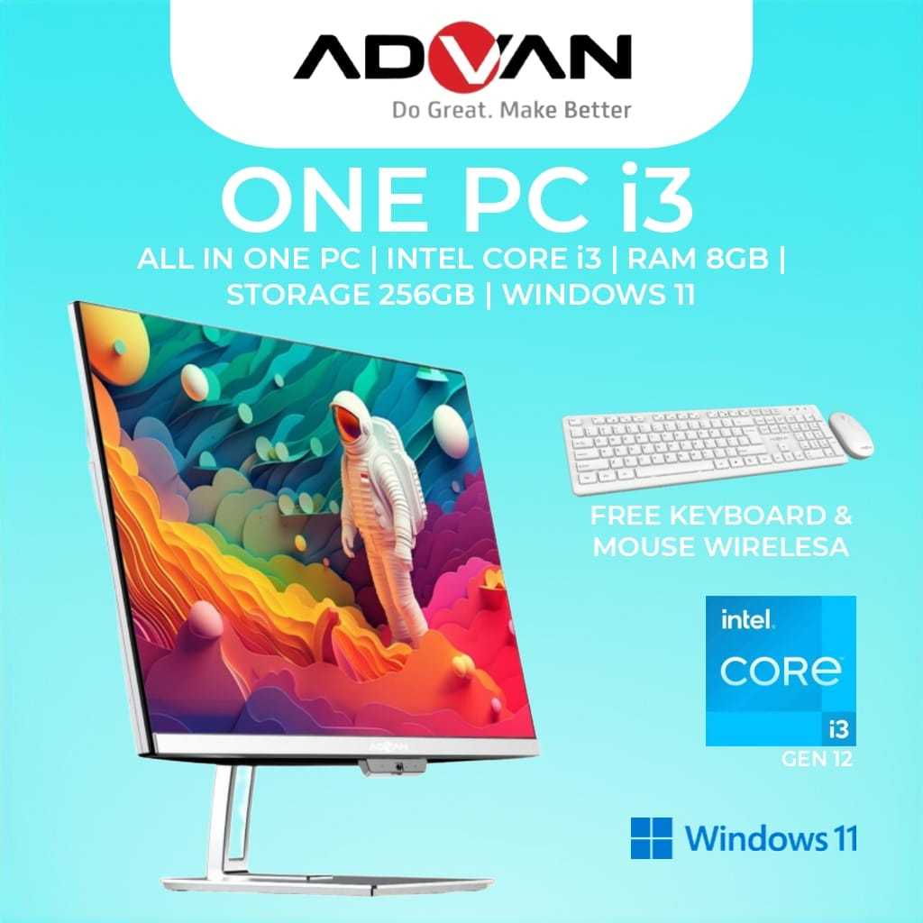 Advan One PC AMD Ryzen 5 6600H PC All In One RAM 8GB Storage 512GB Advan PC All In One Intel N100