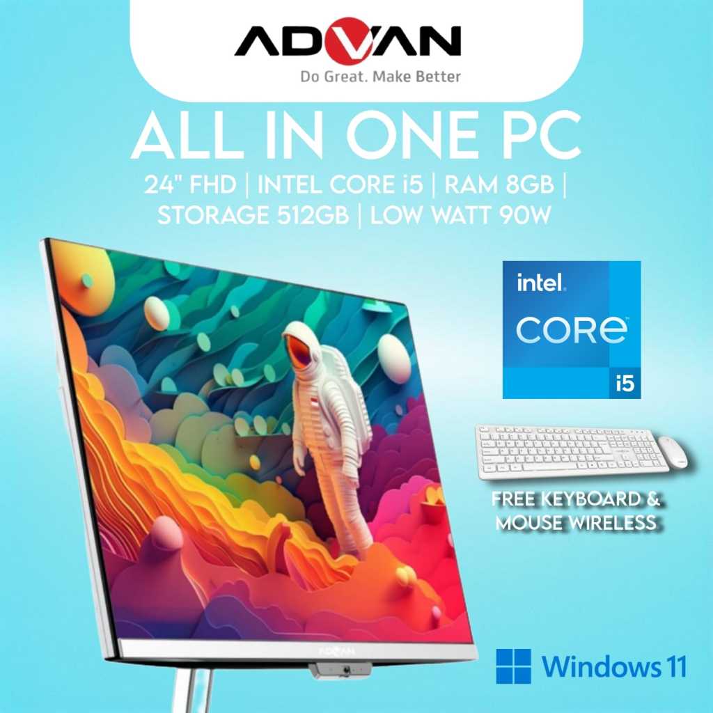 RB22 Advan One PC AMD Ryzen 5 6600H PC All In One RAM 8GB Storage 512GB Advan PC All In One Intel