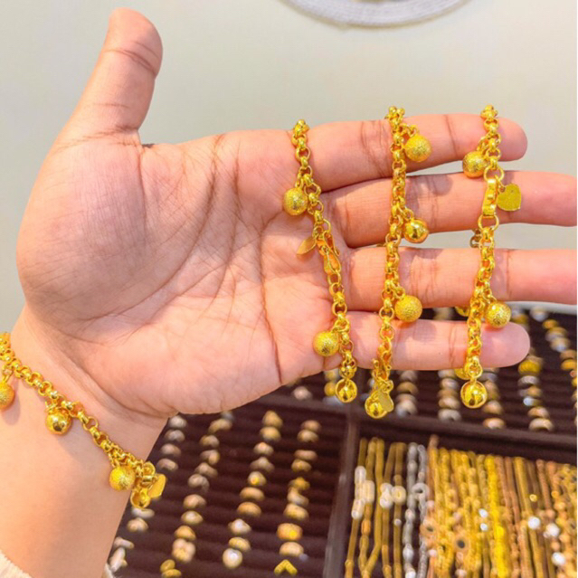 gelang boba viral terlaris Lapis Emas 24krt Crum Emas Muda 18gram gelang Cewek Replika Premium Gold