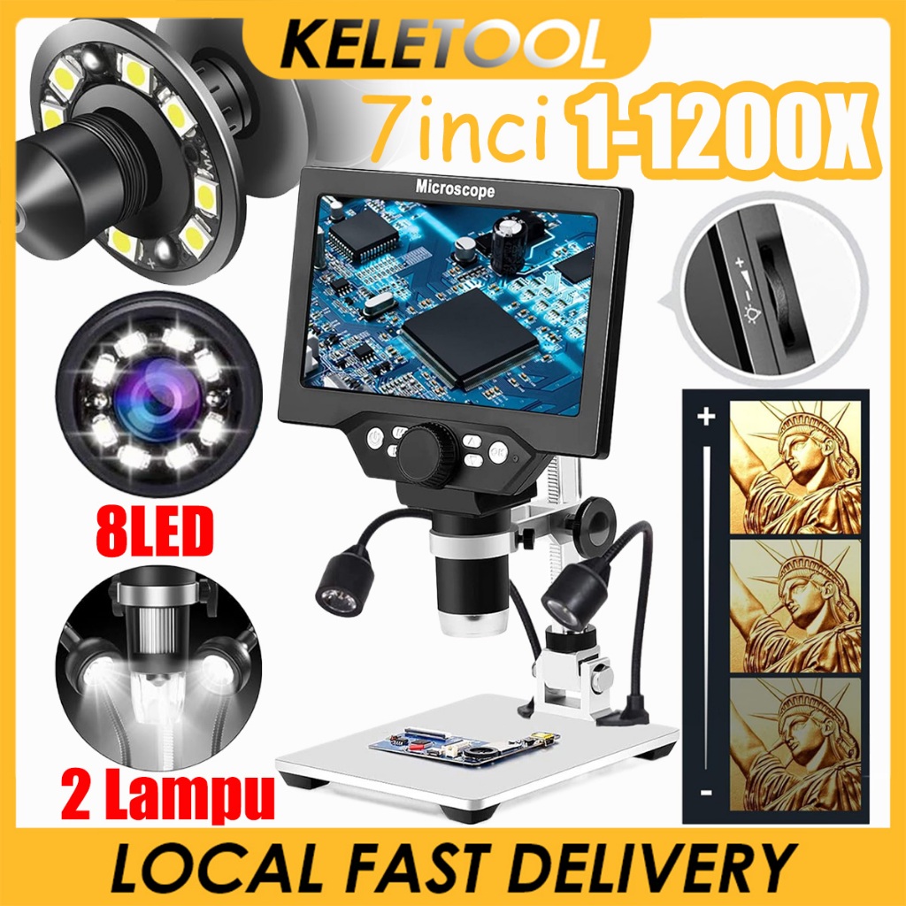 1-1200X Mikroskop Digital 7 Inch Microscope HP Digital Elektronik Mesin Kaca Pembesar Elektronik Con
