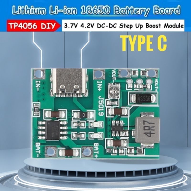 TP4056 + Step Up Modul Charger Baterai Li-ion 18650 2A 3.7V Output 4.3-27V Adjustable