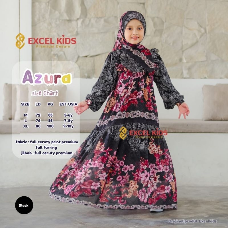 NEW AZURA Dress Anak Perempuan 5-10 tahun free phasmina ori EXCEL Gamis Set Hijab Anak