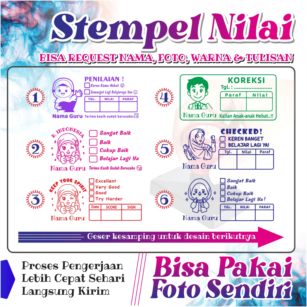 

YUH Stempel. Stempel Nilai Guru, Stempel Penilaian / Koreksi / Checked