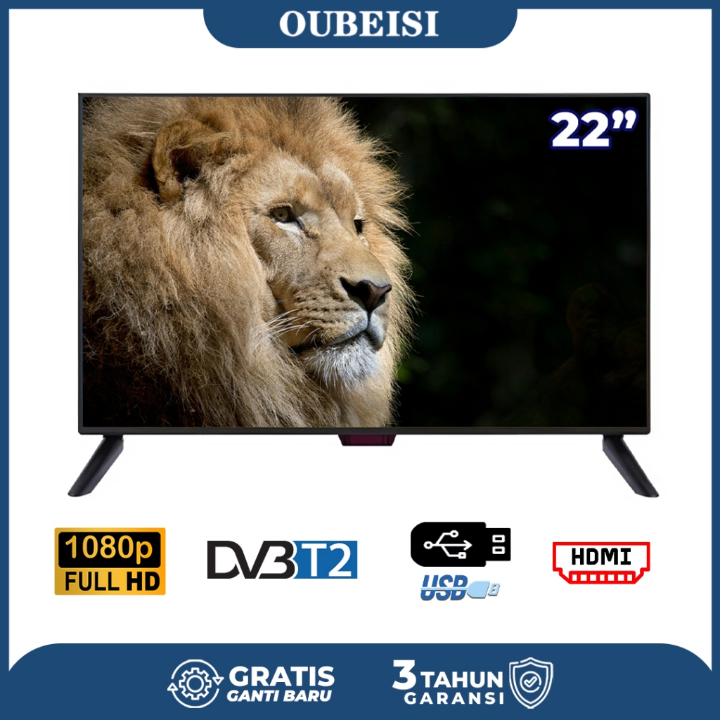 OUBEISI  TV Digital TV 22 Inch TV LED FHD Televisi-Garansi 1 Tahun Penggantian satu tahun dan garans