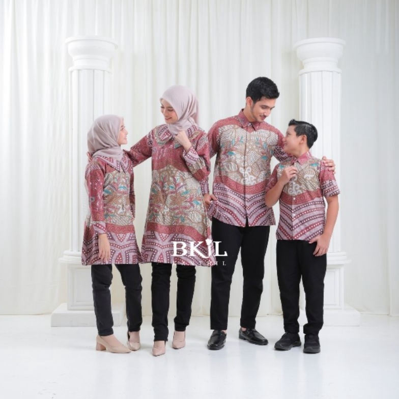 KODE D63R KANTHIL Batik Tunik Couple Sarimbit Tunik Ayah Ibu Anak
