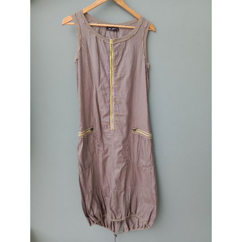 Dark Brown Sleeveless Long Dress by Cop Copine