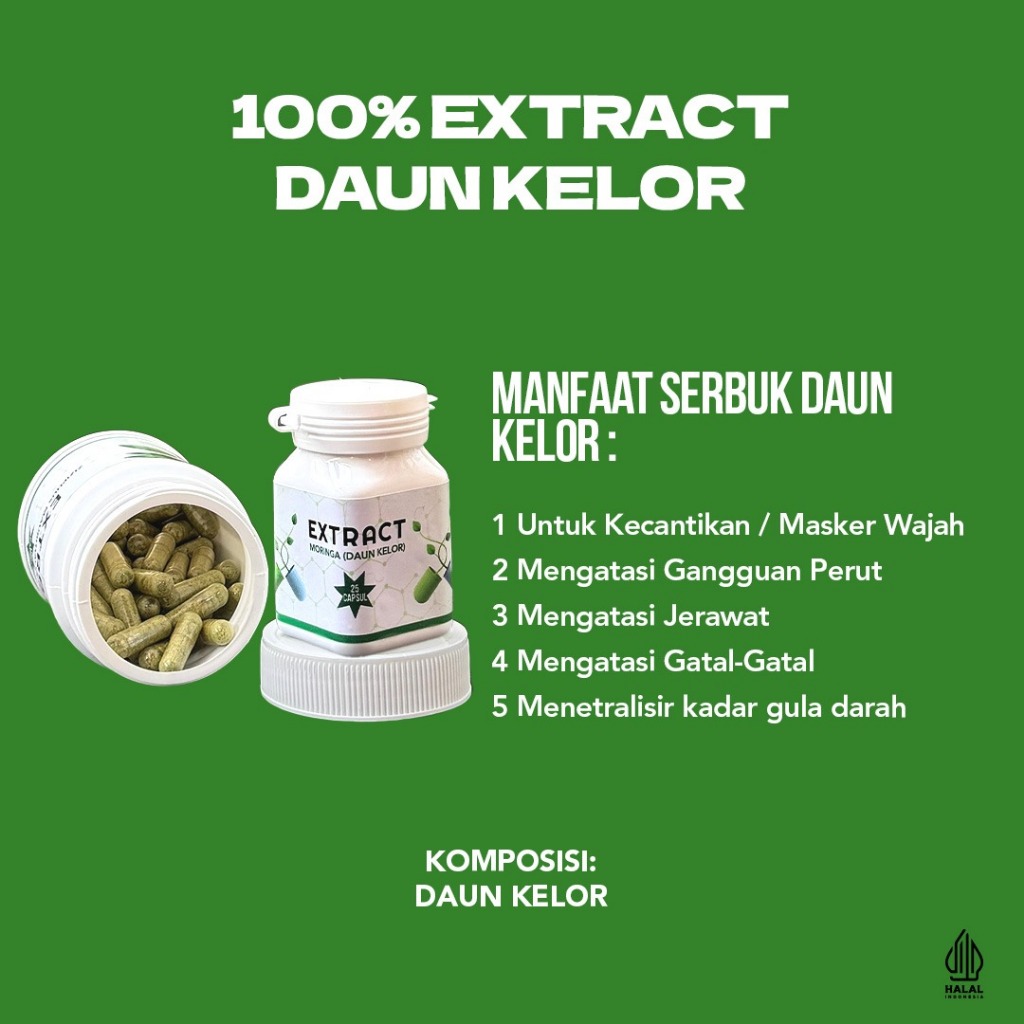 

Kapsul Herbal Ekstrak Daun Kelor Asli 100% / Moringa Kapsul Herbal