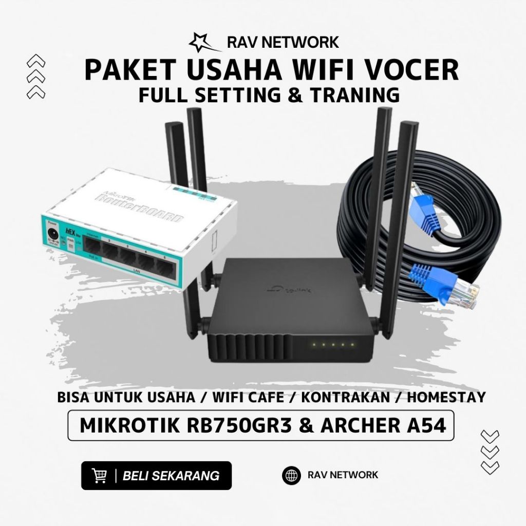 PAKET USAHA WIFI VOCER / KOSAN/ KONTRAKAN / HOMESTAY RB750GR3 + ARCHER C54