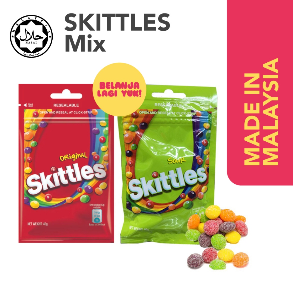 

SKITTLES Candy / Permen Skittles Original / Sour ORI Malaysia