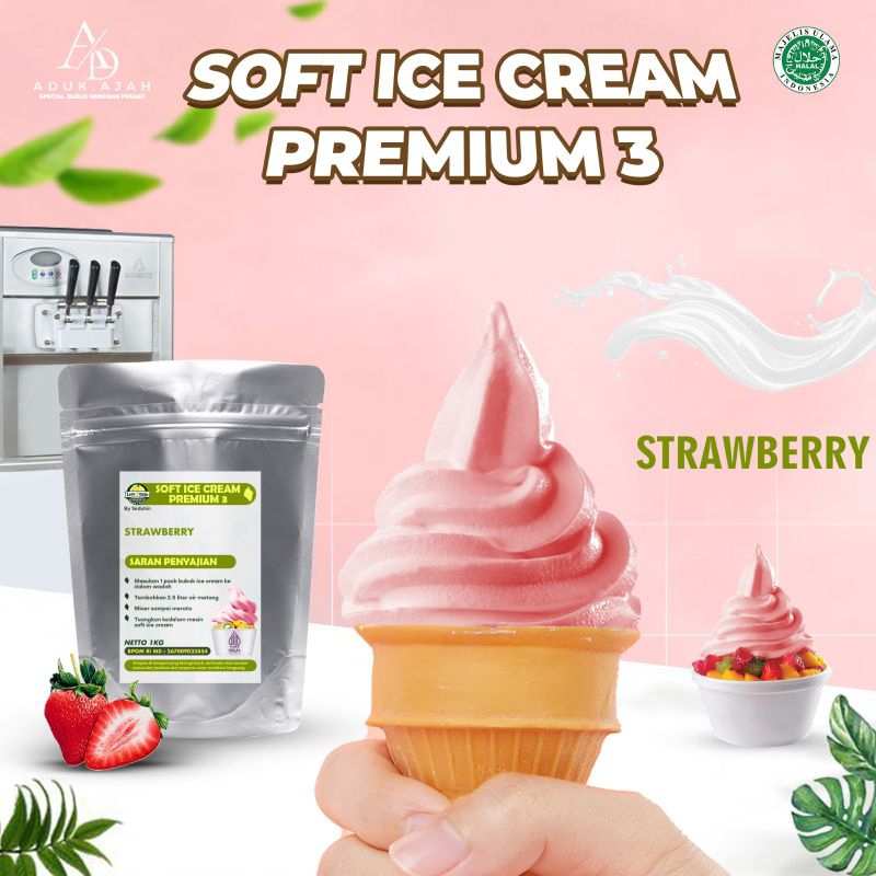 

ADUK AJAH - BUBUK ICECREAM 1000 gram PREMIUM NEW88 STRAWBERRY