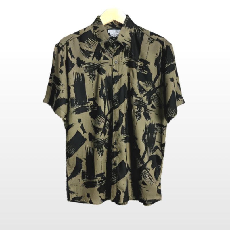 Kemeja Pria Hawai/ Kemeja Pantai Abstrak Vintage Casual Lengan Pendek Retro Bahan Rayon Premium Hem 