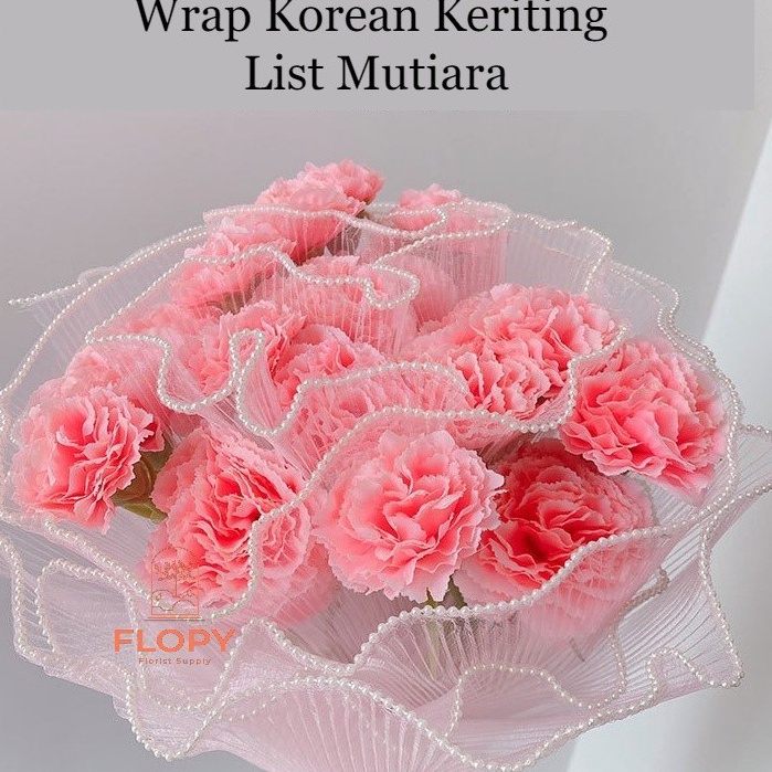 

Murah Harga 28 cm x 5 Yard Wrap Korean Keriting List Mutiara Wrapping Mesh Buket Bunga