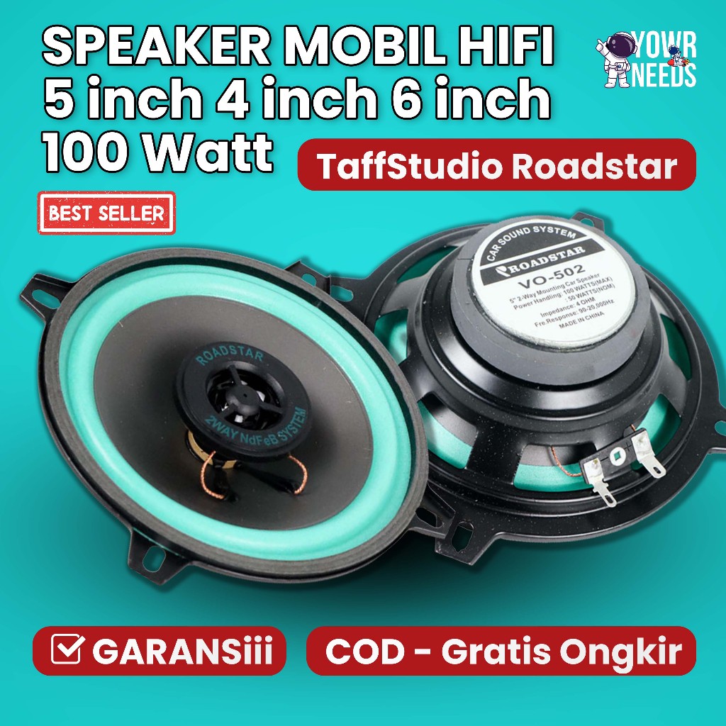 TaffSTUDIO Speaker Mobil HiFi Subwoofer 6.5 inch 5 inch 4 inch 100/160/300/500 Watt 1 PCS Roadstar