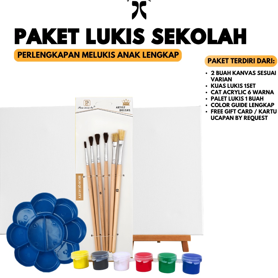 

Paket Kejutan Paket Lukis Sekolah Kanvas Lukis 3x3 Palet Kuas BRUSH Cat Acrylic Akrilik Easel perlengkepan melukis anak lengkap canvas satu set alat menggambar