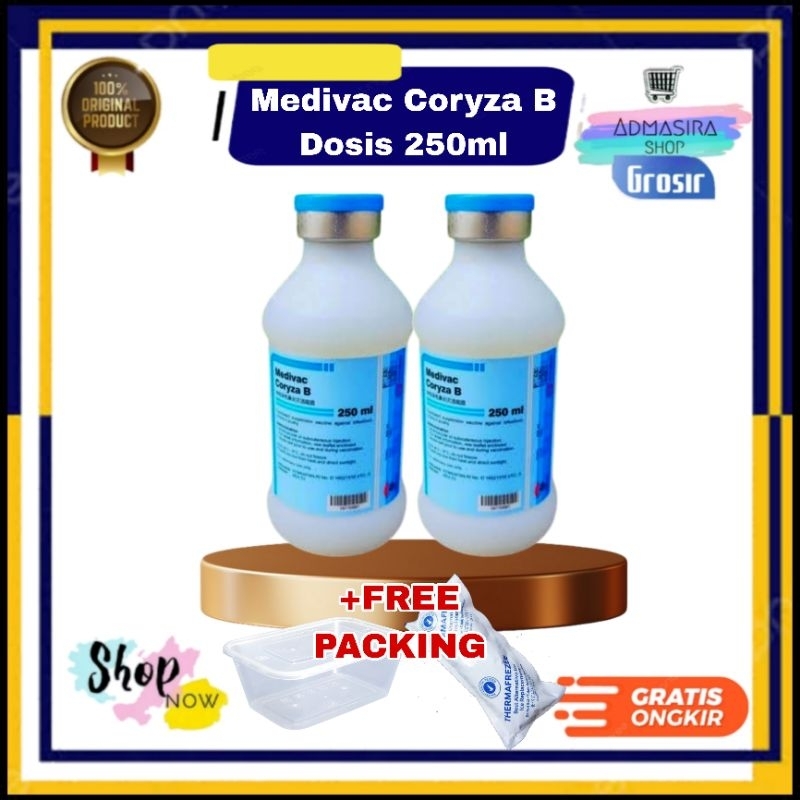 Vaksin Medivac CORYZA B 250ML Dosis 500 ekor Mencegah Aratan ND Coryza Snot Unggas 250 ml