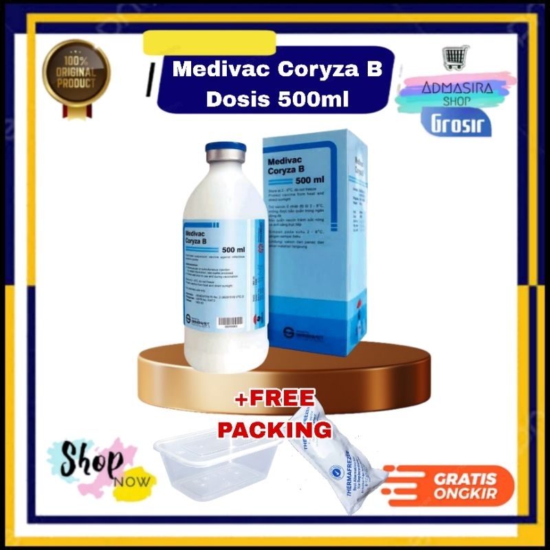 Vaksin Medivac CORYZA B 500ML Dosis 1000 ekor Mencegah Aratan ND Coryza Snot Unggas 500 ml
