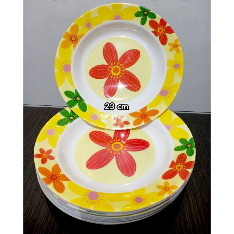 PIRING BUNGA MELAMIN MILAMIN 12 PCS / 1 LUSIN